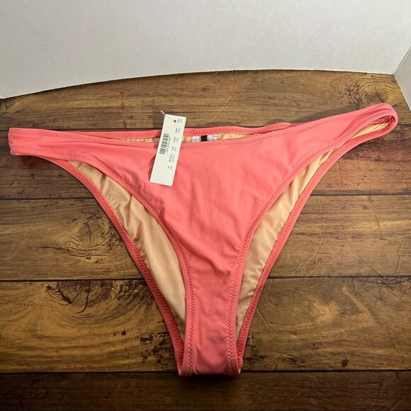 J Crew Swim Bottoms Sz XL 1989 High Leg Bikini Bottom Peach Pink Cheeky New - Picture 1 of 4